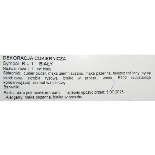 KWIAT NA TORT dekoracje komunijne RÓŻA NA URODZINY ozdoba cukrowa BIAŁY